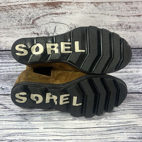 Sorel Joan Of Arctic Wedge II Brown Leather Chelsea Ankle Boots Women’s Size 7.5 - Picture 7 of 8